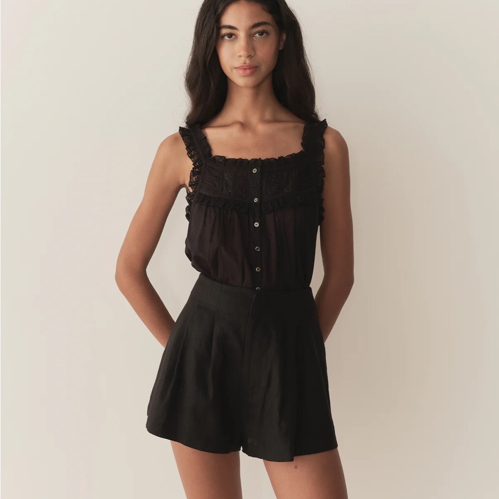 Doen Larue Shorts Black Linen XS